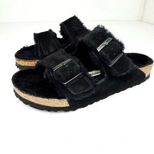 BIRKENSTOCK Arizona Shearling Suede Leather in Black 9